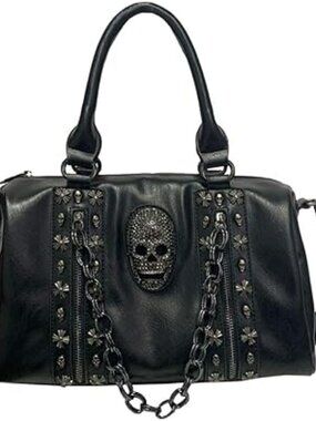 NEW Skull Chain Handbag Purse Gothic Rivet Tote Satchel Shoulder Bag w Chains